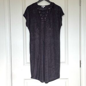 Soma Gray Lace-Up Hoodie Dress - large